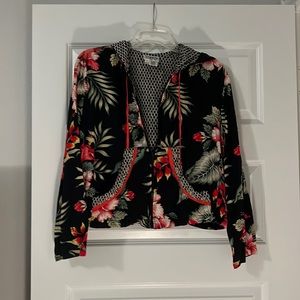 Vanity hoodie Hawaiian Print SM black jacket coat beaded unique dark floral boho